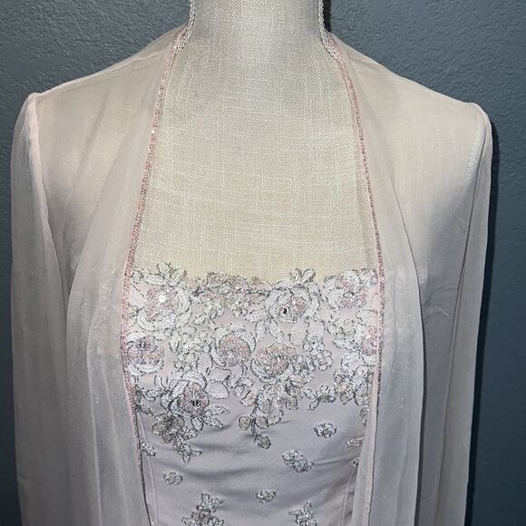 MONTAGE COLLECTION Blush Embroidered Maxi Formal Evening Gown - Size 6 - Picture 10 of 15